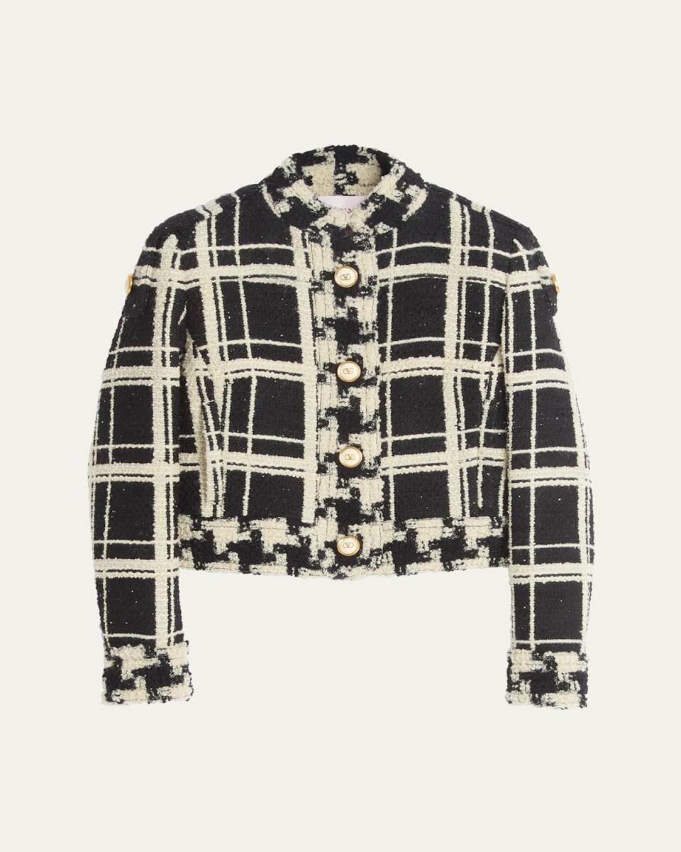 Tweed Check Cropped Jacket